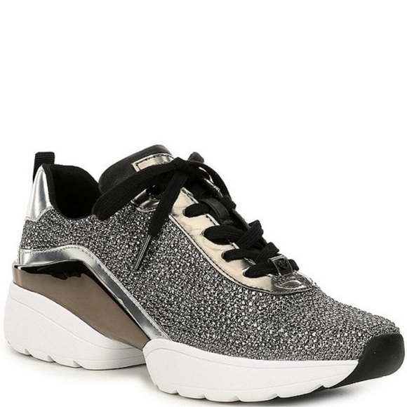MICHAEL Michael Kors Jada Glitter Fabric Rhinestone Embellished Trainers Sneaker - Picture 1 of 10